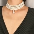 thumbnail image 3 of NICKSUN Pearl Choker Necklace for Women Layered Pearl Beaded Necklace Vintage Multilayer Pearl Necklace Wedding Party Prom Choker Necklace, 3 of 7