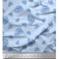 thumbnail image 1 of Soimoi Blue Cotton Voile Fabric Monstera Leaves Printed Craft Fabric by the Yard 42 Inch Wide, 1 of 3
