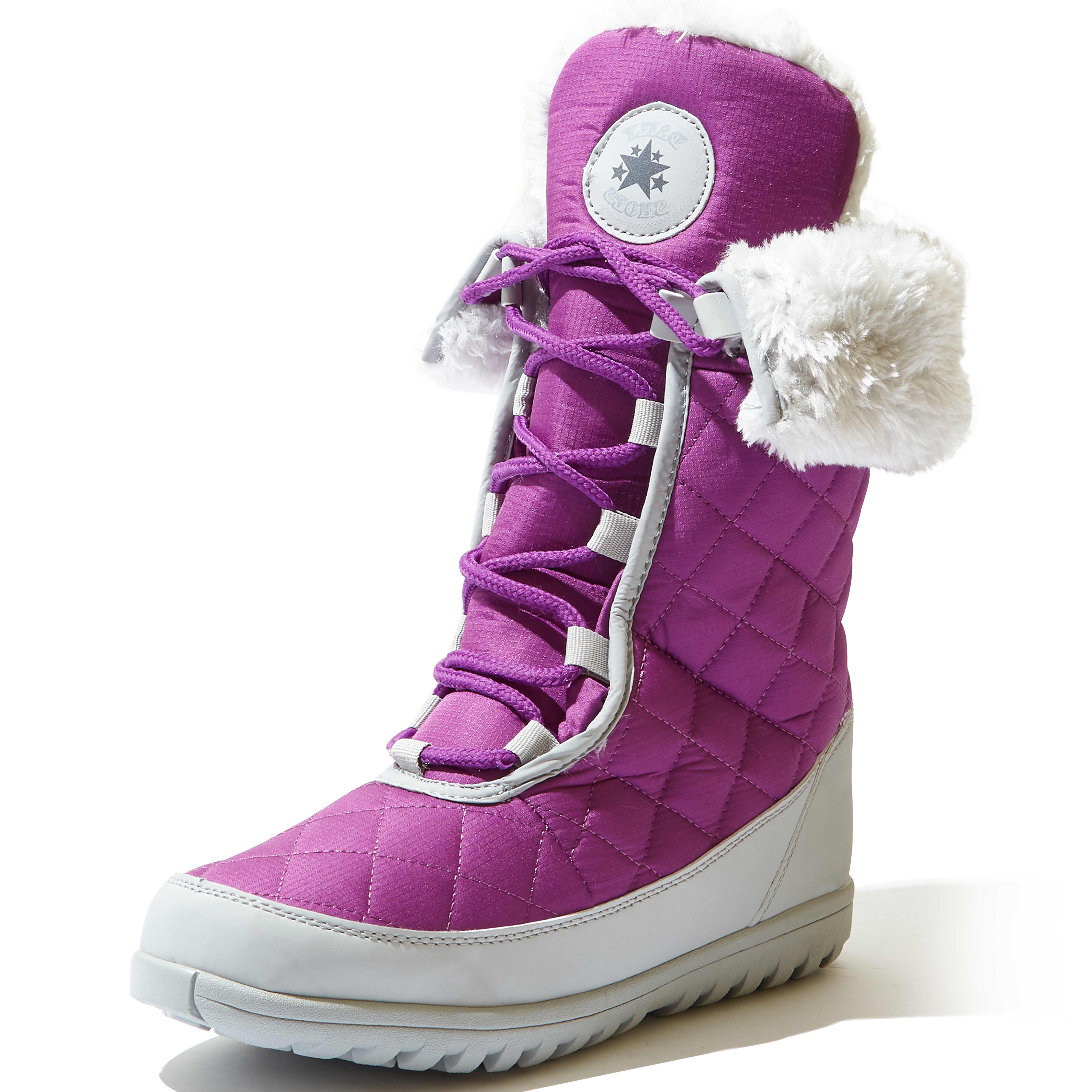 DailyShoes Womens Comfortable Round Toe Flat Ankle High Eskimo Winter Fur Snow Boots