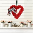 thumbnail image 3 of Decoraciones para el Día de San Valentín, Corona de 14 pulgadas para el Día de San Valentín, Corona en forma de corazón con lazos a cuadros para la puerta principal, Decoraciones para el Día de San Va, 3 of 6