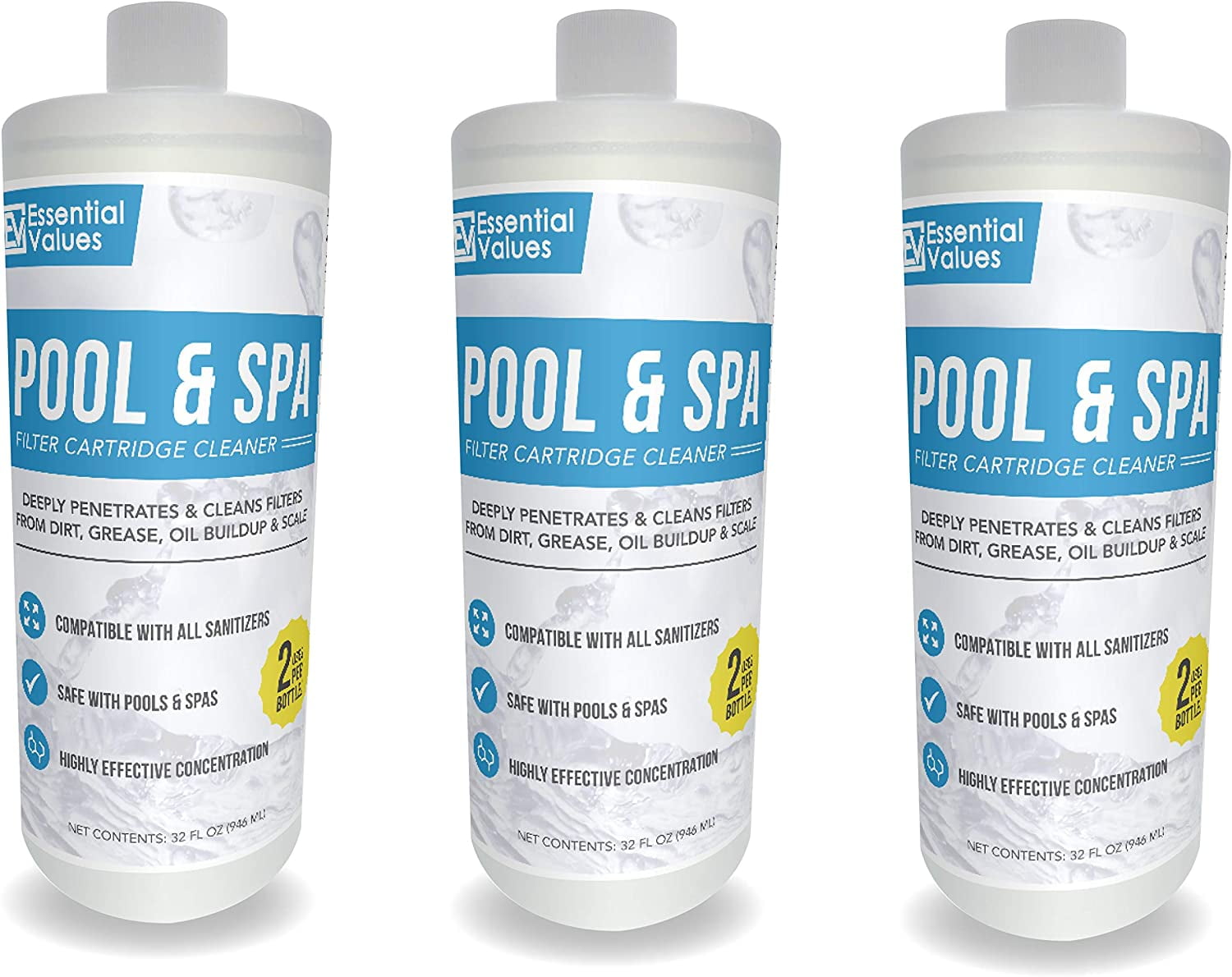 Essential Values Spa Cartridge Cleaner, Pool Cartridge Cleaner (3 Pack