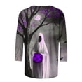 thumbnail image 5 of Jienlioq Hauts de Sortie pour Femmes Mode Féminine Décontractée d'Halloween Imprimée Col Rond Manches 3/4 T-Shirt Hauts Liquidation Soldes, 5 of 5