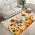 thumbnail image 2 of Area Rugs 3'x5', Orange Pumpkins Fall Carpet Runner Indoor Outdoor Rugs Home Decor Aesthetic, Thanksgiving Sunflower Autumn Botanical Non Slip Mats Washable Accent Rug for Living Room Bedroom, 2 of 7