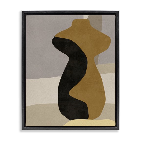 Stupell Industries Mid-Century Abstract Boho Vase Black Floating Frame Canvas Art, 17 x 21, by Melissa Wang