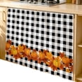 thumbnail image 2 of Thanksgiving Fall Cabinet Curtain 35"Wx35"L,Dustproof Under Sink Skirt W/ Self Adhesive Tape,Orange Pumpkins Botanical Black Plaid Cabinet Curtain Cover for Kitchen Sink,Bathroom Vanity,Laundry Room, 2 of 9