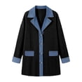 thumbnail image 6 of Hsovts Women Knit Denim Spliced Fashion Jacket Long Sleeve Button Down Color Block Coat Loose Silhouette Fall Winter Layering Outfits Black 2xL, 6 of 6