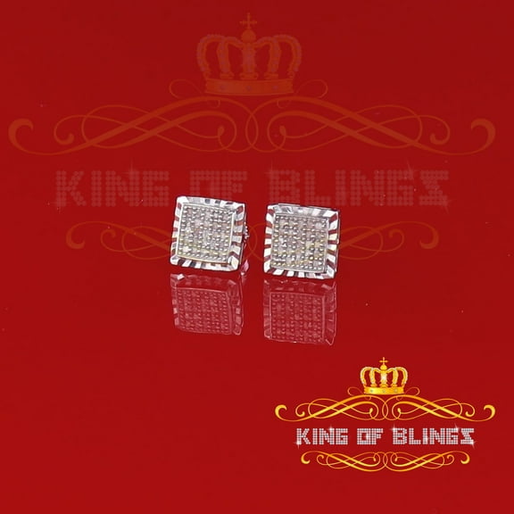 King of Bling's 925 Sterling Silver 0.15ct Real Diamond For Women's & Men's White Stud Earrings
