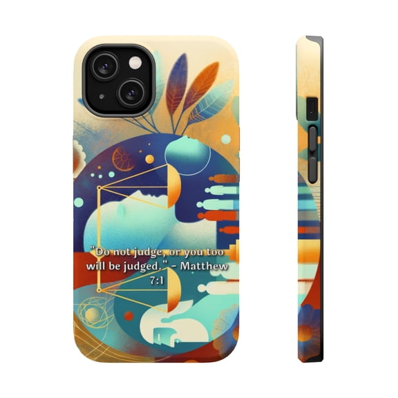 DistinctInk MagSafe Tough Case for Apple iPhone 15 (6.1" Screen) - Do Not Judge, Be Judgement-Free - Wireless Charging Compatible