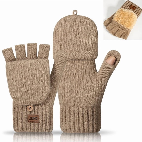 Womens Winter Gloves,Warm Knitted Convertible Thickened Fingerless Gloves for Women Gifts with Mittens Cover Cap Fingerless Gloves Thermal Winter Gloves Warm Knitted Half Finger Gloves (S-Size))