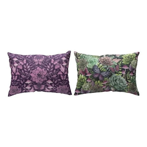 Manual Woodworkers & Weavers SHDSUC 18 x 13 in. Dark Succulents Climaweave Pillow - Purple, Green & Multi Color