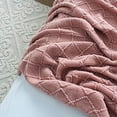 thumbnail image 2 of Fennco Styles Rhombus Diamond Knit Modern Fringe Throw 50" W x 60" L - Pink Geometric Throw Blanket for Sofa, Couch, Living Room, Bedroom Décor, 2 of 3