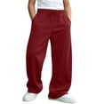 thumbnail image 6 of Cethrio Boys Winter Sweatpants, Elastic Waist Warm Open Bottom Straight-leg Athletic Pants with Pockets Wine Size 14, 6 of 6