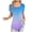 Blue, variant on Womens Flowy Tunic Tops Gradient Color Trendy Pleated T-Shirts Square Neck Short Sleeve Colorblock Summer Tee (XL, Yellow)