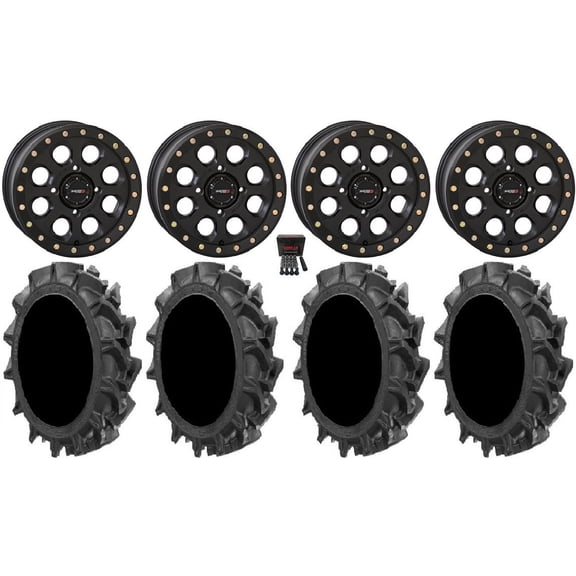 System 3 SB-7 Bdlk 18" Wheels Bk 4 3 32" MotoHavok Tires Sportsman RZR Ranger