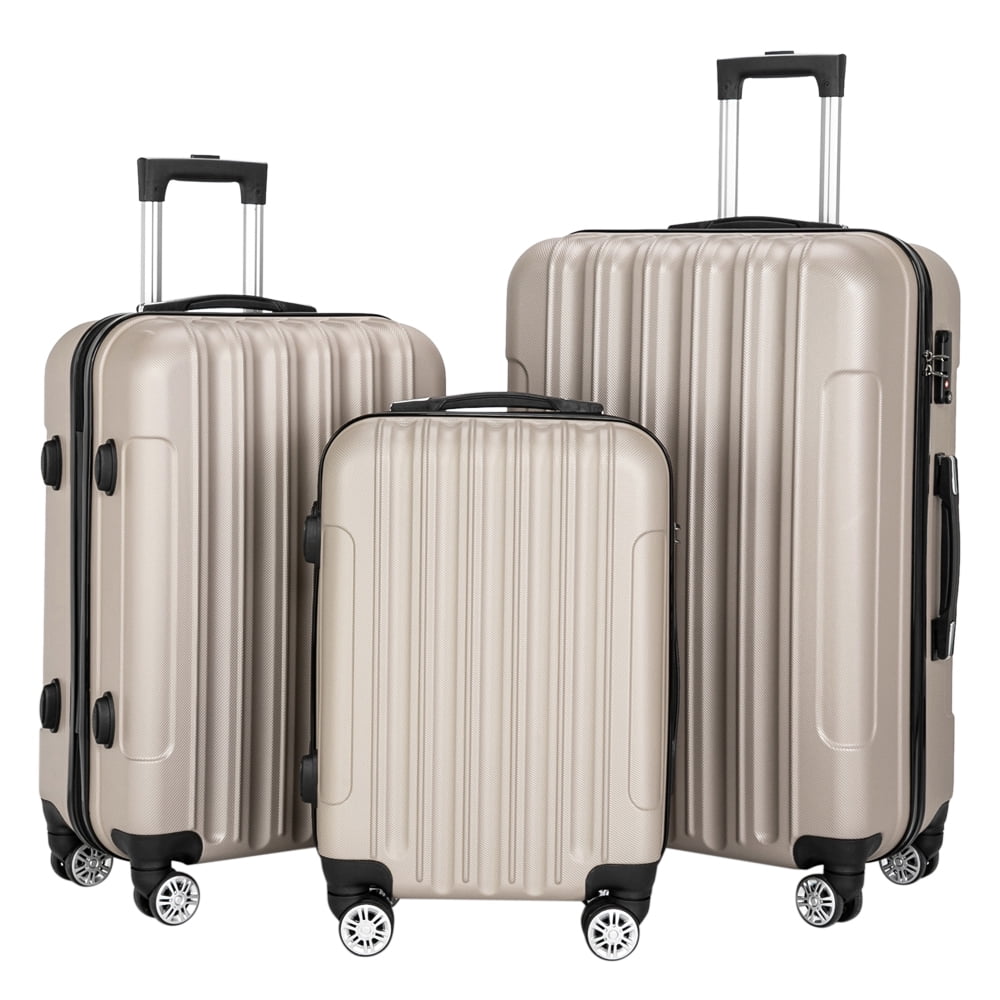 Ktaxon 3PCS Travel Luggage Set Bag ABS Trolley Hard Shell Suitcase Gray ...