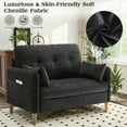 thumbnail image 5 of BedLuxury 47'' Wide LoveSeat, 2-seat Chenille sofa with 2 Pillows for Living Room and Small Spaces, Dark Grey, 5 of 7