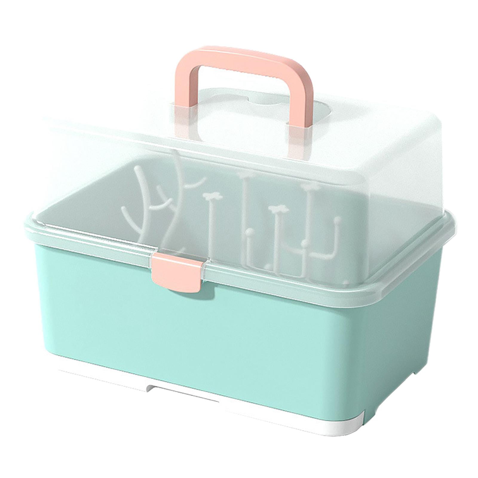 LeeQinersw Baby Bottle Drying Rack with Cover Dust-Proof Countertop Dryer Drain Drying Rack Green