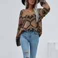 thumbnail image 4 of IROINNID Reduced Womens Sweater Knit V-Neck Pullover Sweater Stripes Leisure Mid-Length Long Sleeve Matching Tops Blouse Knitted Sweater, 4 of 5