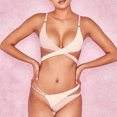 thumbnail image 2 of DPTALR Women's Solid Color Straps Bikini Double Strap High Waist Split Swimsuit, 2 of 8