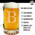 thumbnail image 6 of Etched Monogram 16oz Glass Beer Mug (Letter B), A-Z Customized Beer Gifts for Men, Personalized Beer Glasses, Custom Engraved Birthday Gifts for Him, Initial, Name, Husband Dad, Regalos Personalizados, 6 of 7