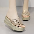 thumbnail image 4 of BRIGHTFUFU 1 par de sandalias de plataforma Mujeres Toboganes elegantes Sandalias de cuña de toboganes con brillo para mujeres, 4 of 8