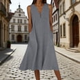 thumbnail image 2 of Admvng Womens Dress Eyelet V Neck Sleeveless Button Detail Summer Beach Vacation Everyday Dress with Pockets, 2 of 8