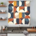 thumbnail image 5 of Navy Blue Beige Sheer Curtains 54 Inches Long, Middle Century Modern Geometric Abstract Art Light Filering Curtains, Breathable Simi Curtain Privacy Drapes for Kitchen Bathroom Small Window Treatment, 5 of 9