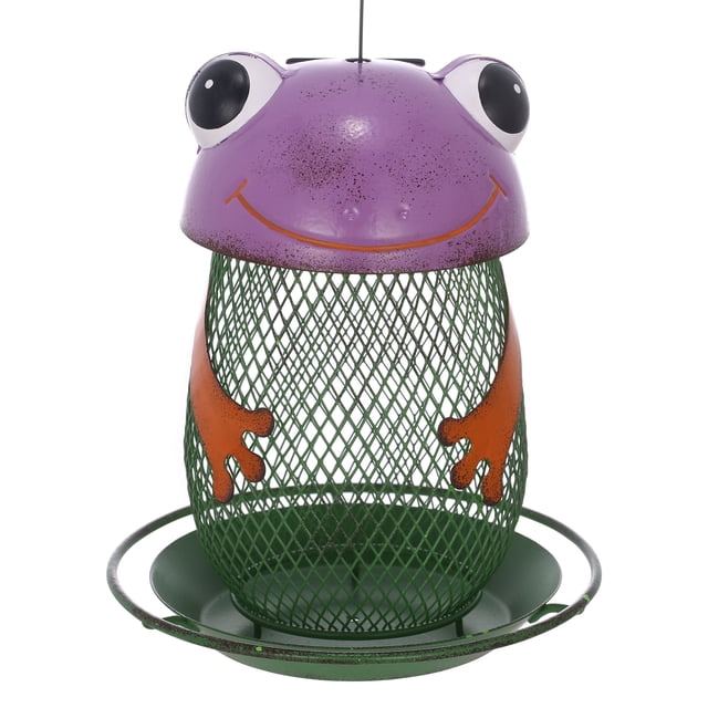 Tomfeel Rana Comedero para pájaros Lámpara solar Luces Comedero para pájaros salvajes Candelabros de Tomfeel Morado