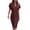 Wine, variant on WRKEKC Summer Dresses for Women Solid V Neck Short Sleeve Cinched Waist Maxi Soft Breathable Fabric Chic Soft