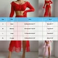 thumbnail image 3 of JSGEK Women's Mesh Lingerie Set Sheer Off Shoulder Crop Top with Maxi Skirt and Thong Red M, 3 of 4