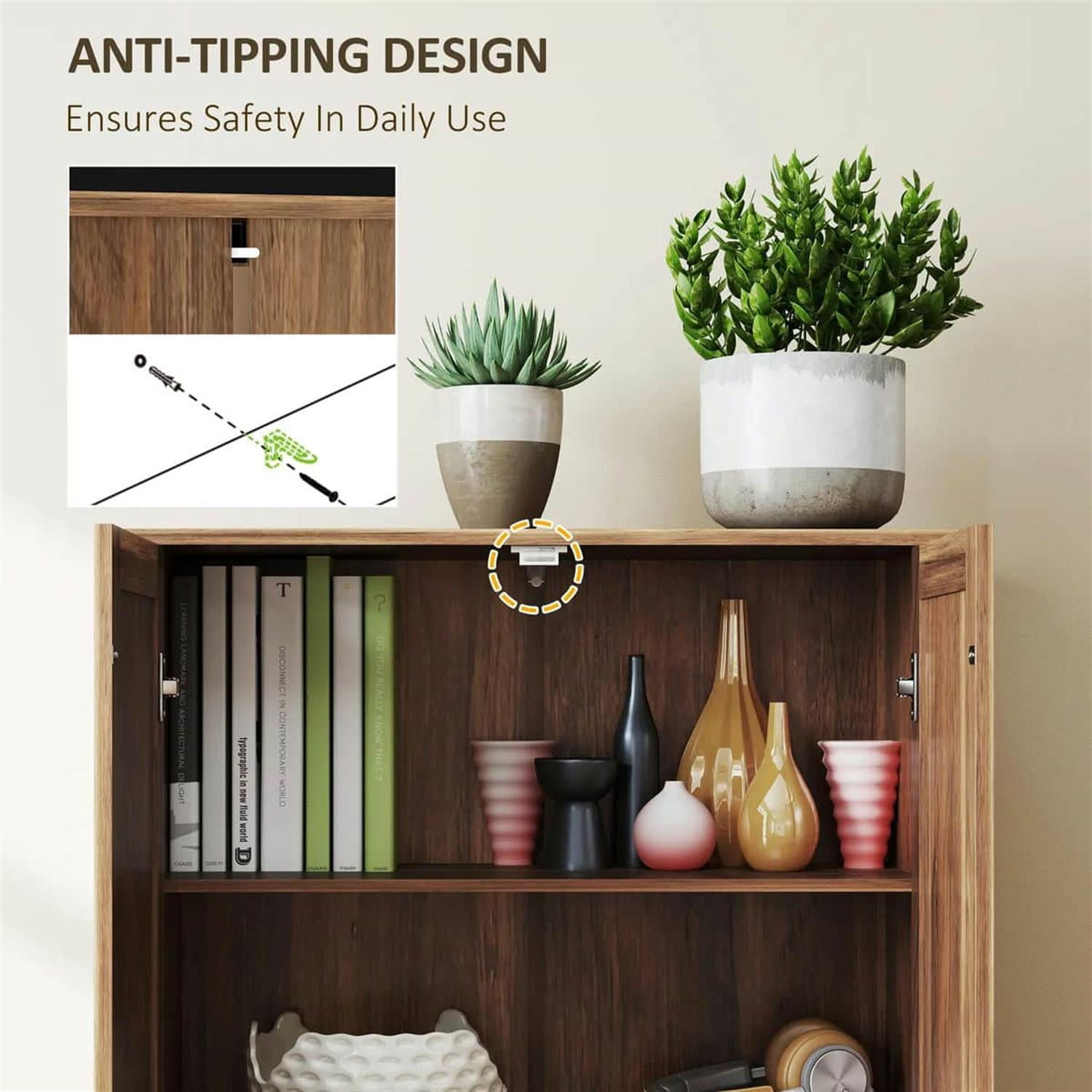 Demi Bonn 71" Large Kitchen Pantry Cabinet, Freestanding Storage with 6 Adjustable Shelves for Home Organization, Brown