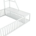 thumbnail image 2 of DreamBuck Full Size Floor Bed Frame with Safety Fence, Metal Floor Bed with Desk and Storage Shelves, Playhouse Bed for White, 2 of 7