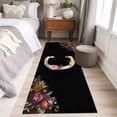 thumbnail image 3 of Black Letter C Flower Runner Rugs 2x6 ft Watercolor Alphabet C Pink Beige Floral Leaf Washable Hallway Rugs Non-Slip Floor Mats Absorbent Carpet Bedside Runners for Bedroom Kitchen Laundry Room, 3 of 9