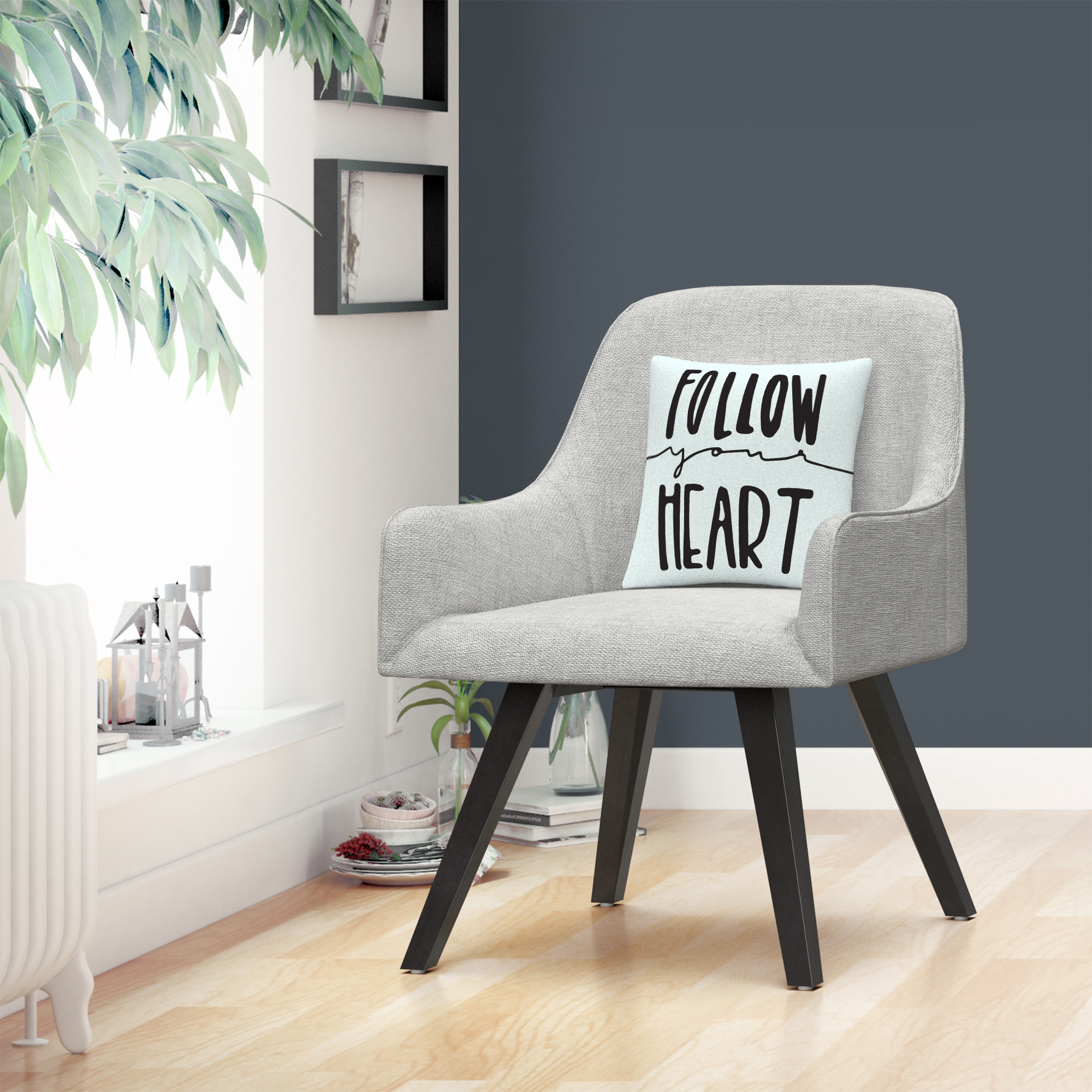 Typographic Follow Your Heart By Abc 16 X 16 Decorative Throw Pillow