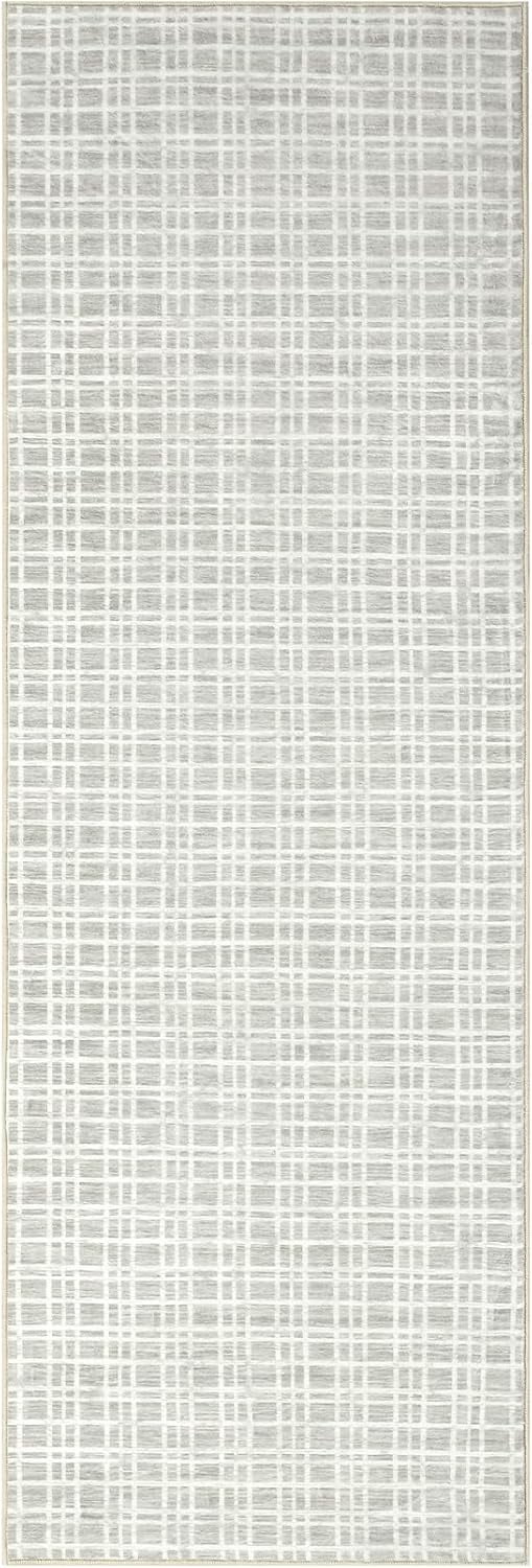 Memoryfield Washable Checkered Area Rugs 10' x 13', Throw Carpet for Bedroom Living Room Entrance Laundry Bathroom Plaid Modern Farmhouse Rug, Light Gray