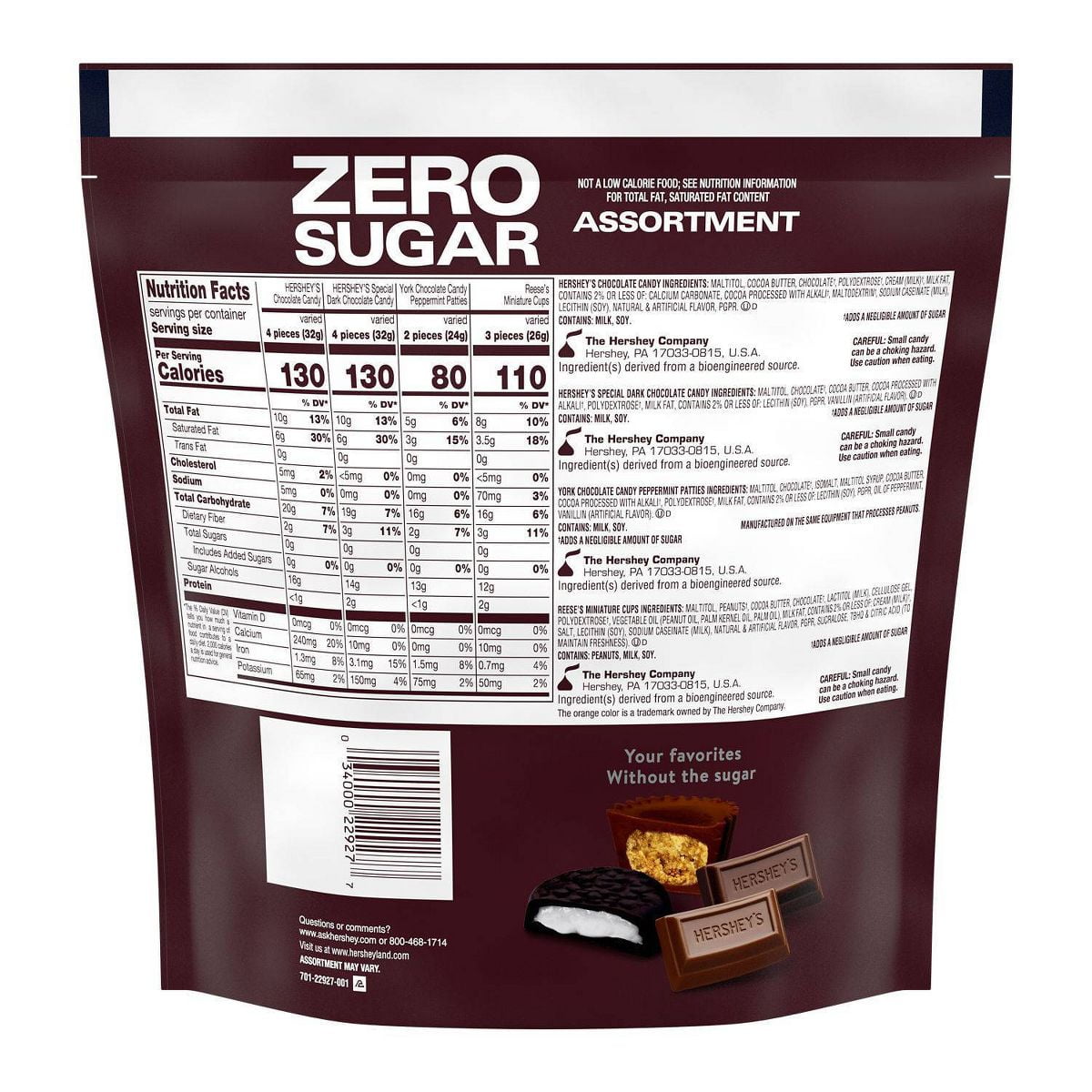 Hershey's Zero Sugar Assorted Bag Candy - 15.5oz - Pack of 2