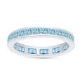 thumbnail image 2 of Princess Cut Simulated Blue Aquamarine CZ Eternity Band Ring In 14k White Gold Over Sterling Silver (1.35 Cttw), 2 of 6