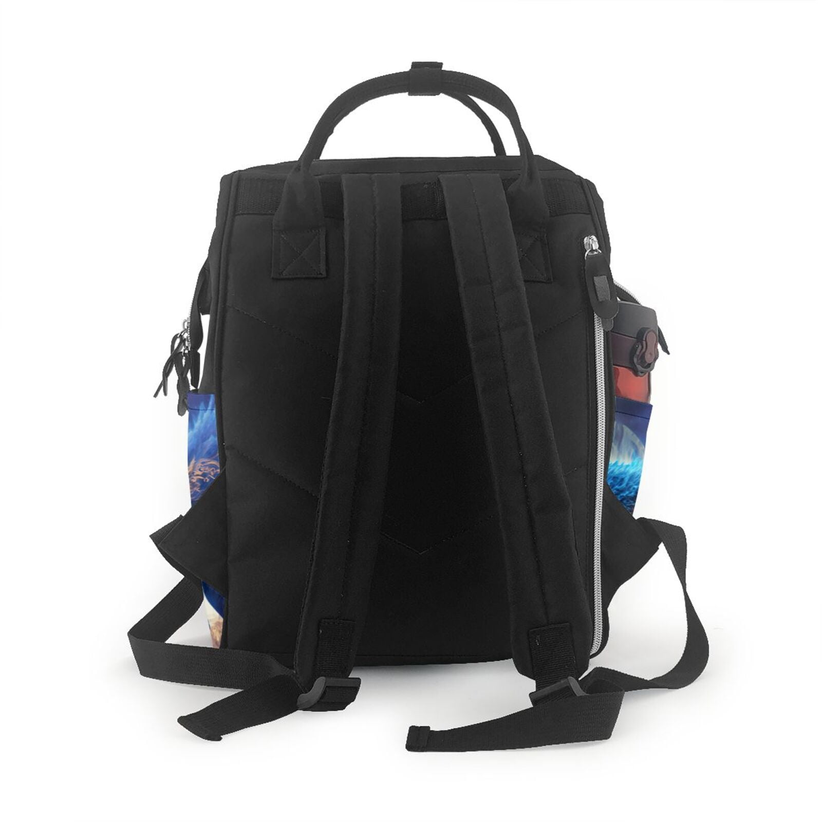 Fuzoiu Moonlit Blue Wolf Print Diaper Bag Backpack,Baby Essentials Travel Tote,Multi function Waterproof Diaper Bag, Travel Essentials Baby Bag - Unisex