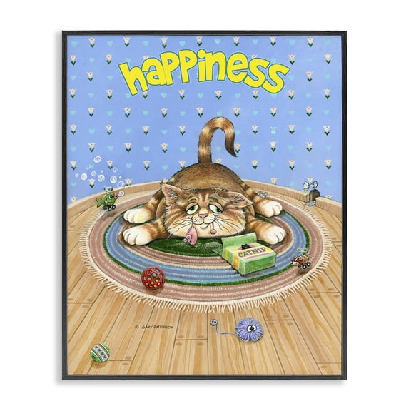 Stupell Industries Eclectic Happiness Funny Cat Pet Black Framed Giclee Art, 11 x 14, by Gary Patterson
