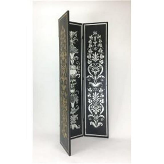 Wayborn Coromandel Double Side Room Divider - Silver & Gold Leaf