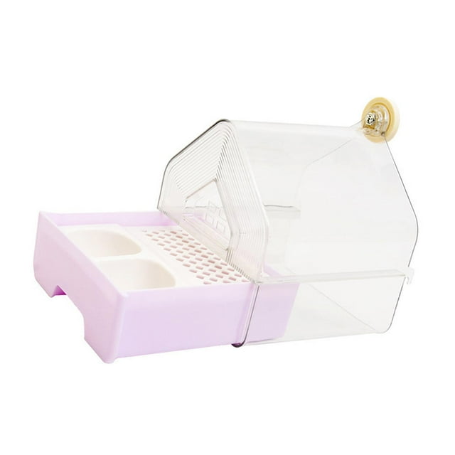 Accesorio para caja de baño para loros, bañera multifuncional para loros, ducha para pájaros, para loros, canarios, cotorras, periquitos y periquitos. Púrpura