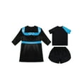 thumbnail image 4 of Oyolan Kids Boys Boxing Uniform 3 Piece Satin Hooded Boxing Robe with Belt and Sports T-shirts Shorts Set Sky Blue 8, 4 of 5
