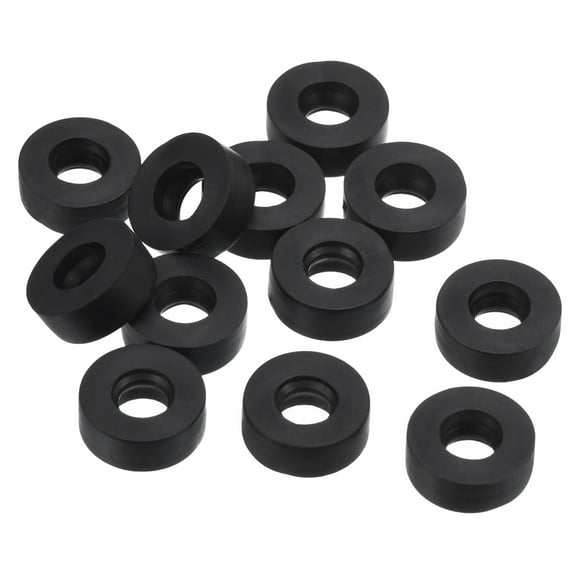 M6 Rubber Flat Washer, 12 Pack 5mm ID 12mm OD Sealing Spacer Gasket Ring for Faucet Pipe Fastener Bolt, Black