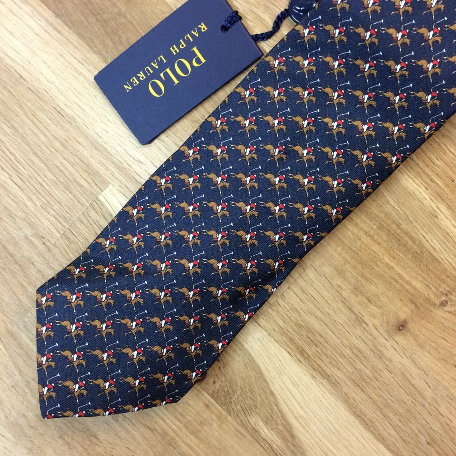 $ Polo Ralph Lauren Silk Men's tie ,Navy, Italy 