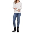 thumbnail image 2 of INSPIRE CHIC V Neck Sweater for Women's Casual Long Sleeve Lightweight Pullover Soft Knitted Tops XS Beige, 2 of 6