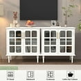 thumbnail image 2 of Resenkos Vintage Credenza with Two Lattice Glass Doors, Wooden Accent Cabinet for Living Room or Dining Room Featuring Adjustable Shelves, White., 2 of 7