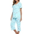thumbnail image 3 of Innerwin Pyjama pour Femmes Imprimé Libellule Ensemble de Nuit Manches Courtes Doux Bleu Ciel m, 3 of 6