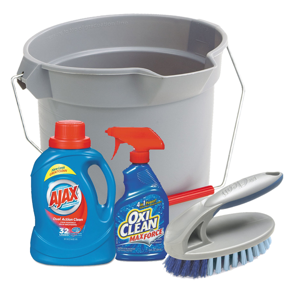 HE Laundry Detergent + Iron Handle Brush, 6 1/2" Brush, 1 1/2" Bristles