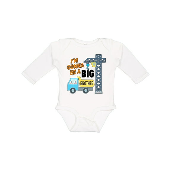 Inktastic Im Gonna Be a Big Brother- truck and crane Boys Long Sleeve Baby Bodysuit