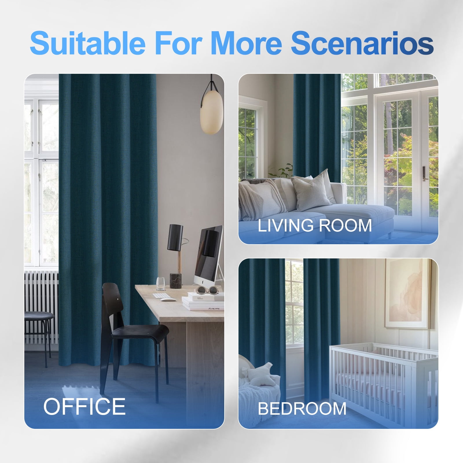 JIATER Blackout Curtains Set of 2 Panels for Bedroom Living Room 42 x 84 inch,Thermal Insulated Room Darkening Blackout Curtains with Grommet,Blue